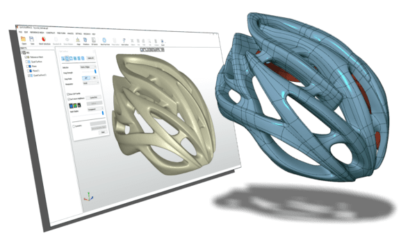 QUICKSURFACE software transforming 3D scan into CAD model.